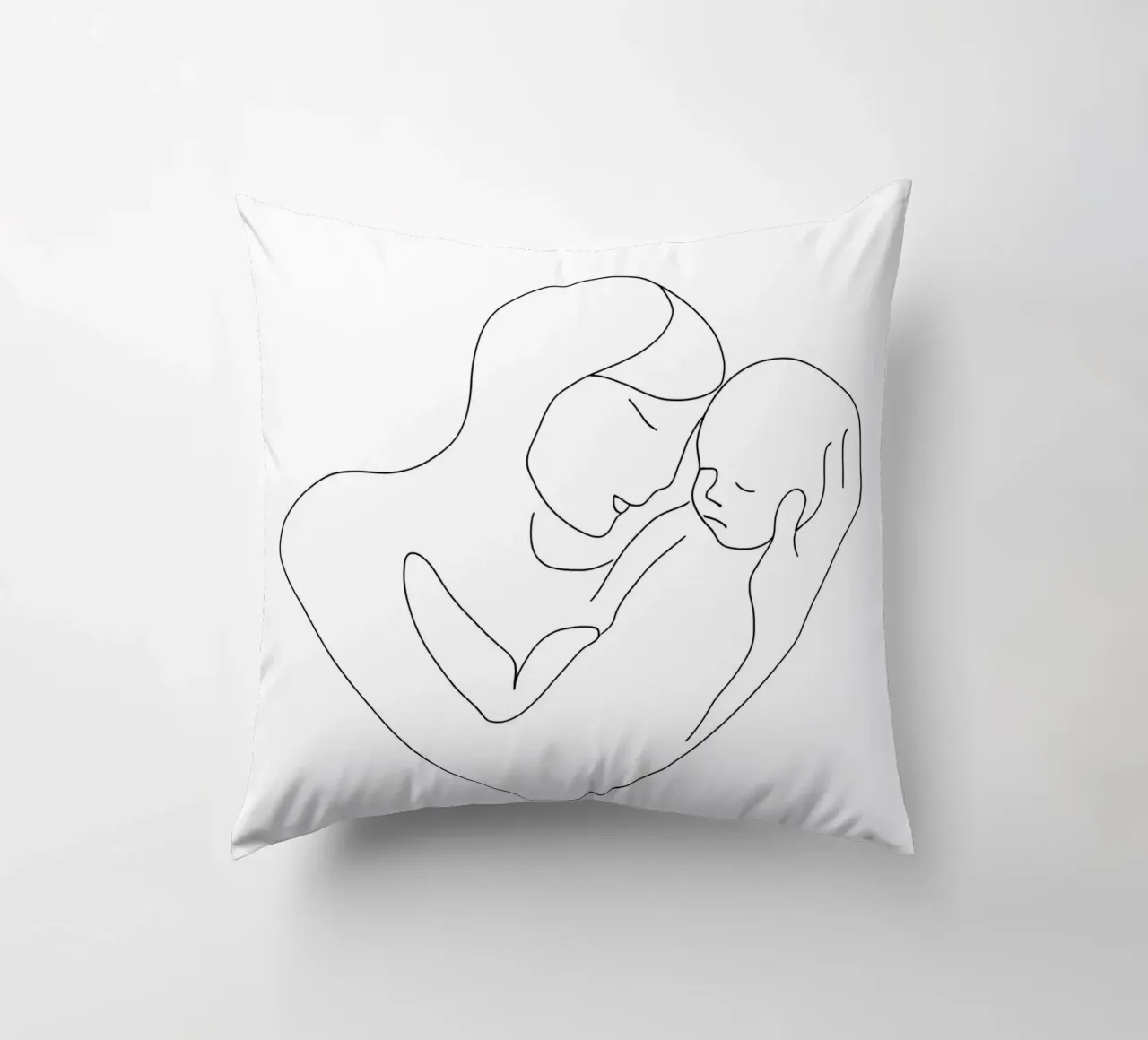 Minimalist Line Drawing of a Woman's Face | Modern Abstract decorative cushion by Viv Line Art