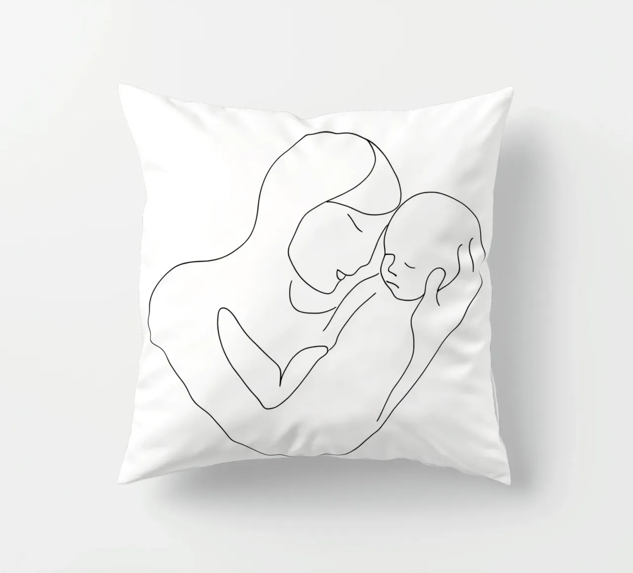 Minimalist Line Drawing of a Woman's Face | Modern Abstract decorative cushion by Viv Line Art
