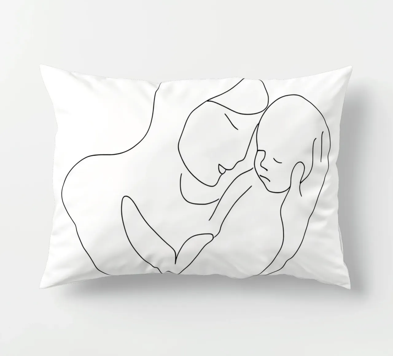 Minimalist Line Drawing of a Woman's Face | Modern Abstract decorative cushion by Viv Line Art