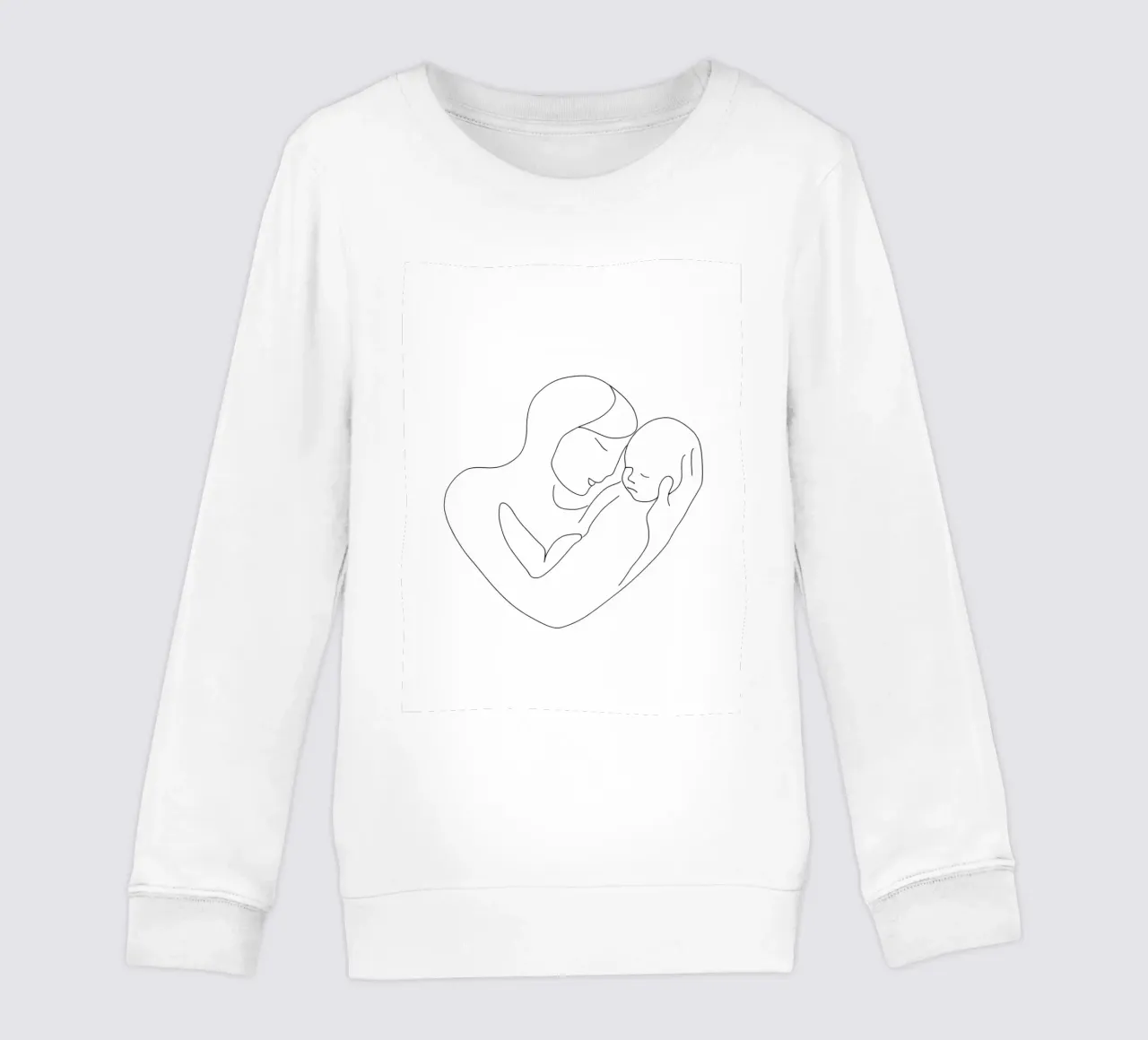 Minimalistische Linienzeichnung eines Frauengesichts | Modern Abstract Kinder Sweatshirt von Viv Line Art