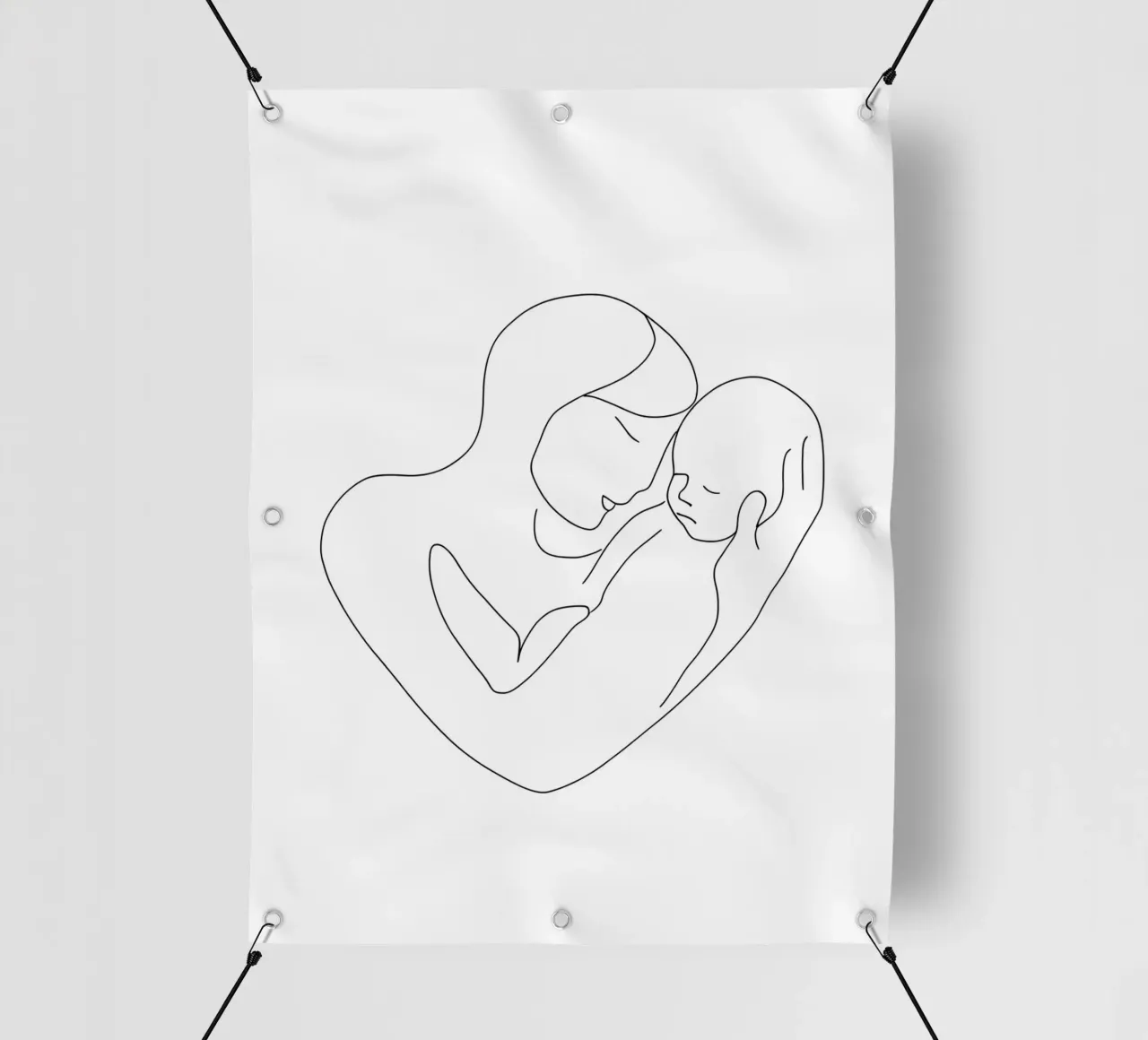 Disegno lineare minimalista di un volto di donna | Astratto moderno telo in pvc da Viv Line Art