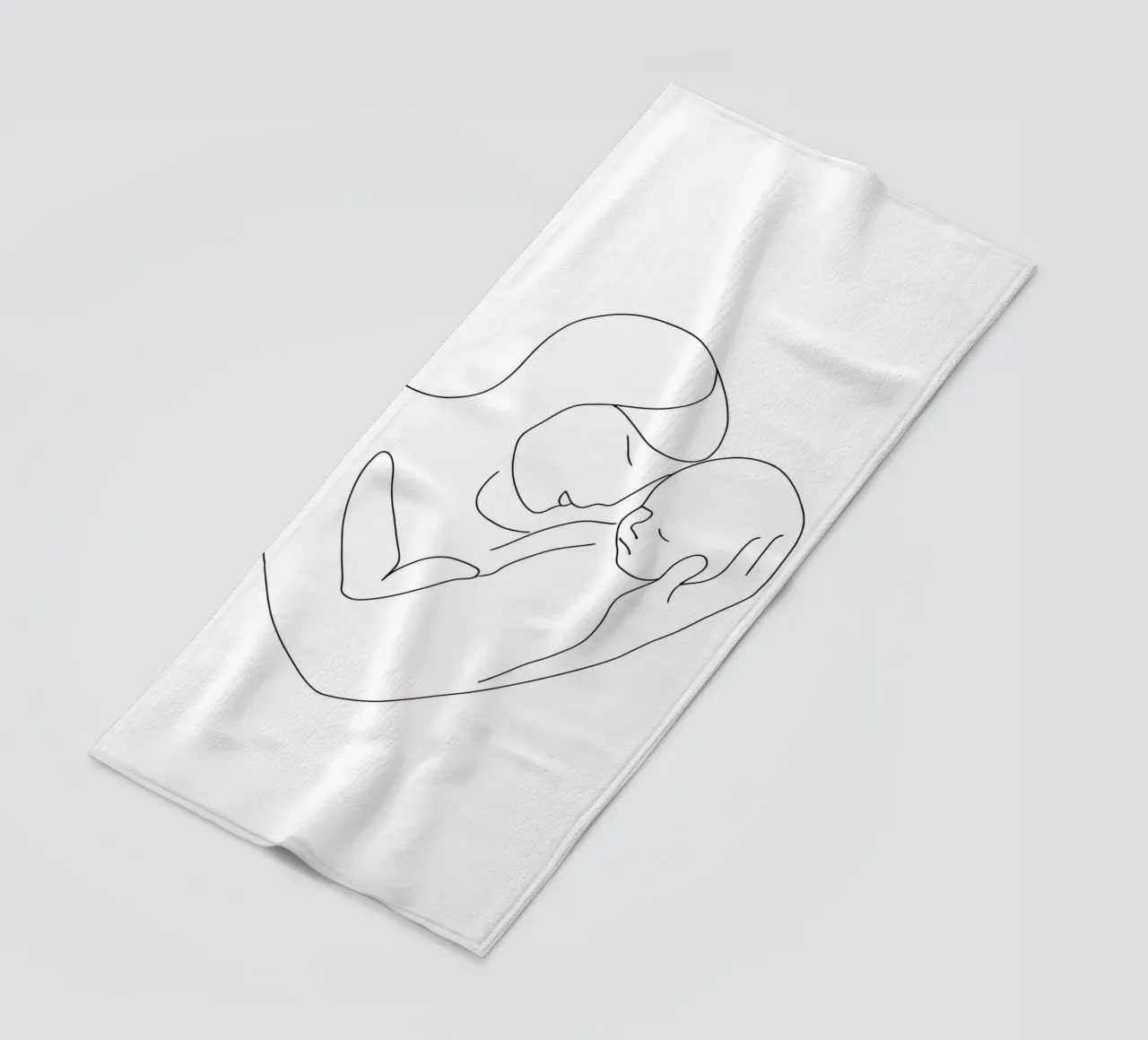 Minimalist Line Drawing of a Woman's Face | Modern Abstract beach towel by Viv Line Art