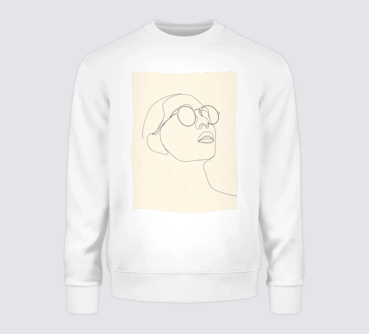 Disegno lineare minimalista di una donna con gli occhiali | Abs moderno felpa da Viv Line Art