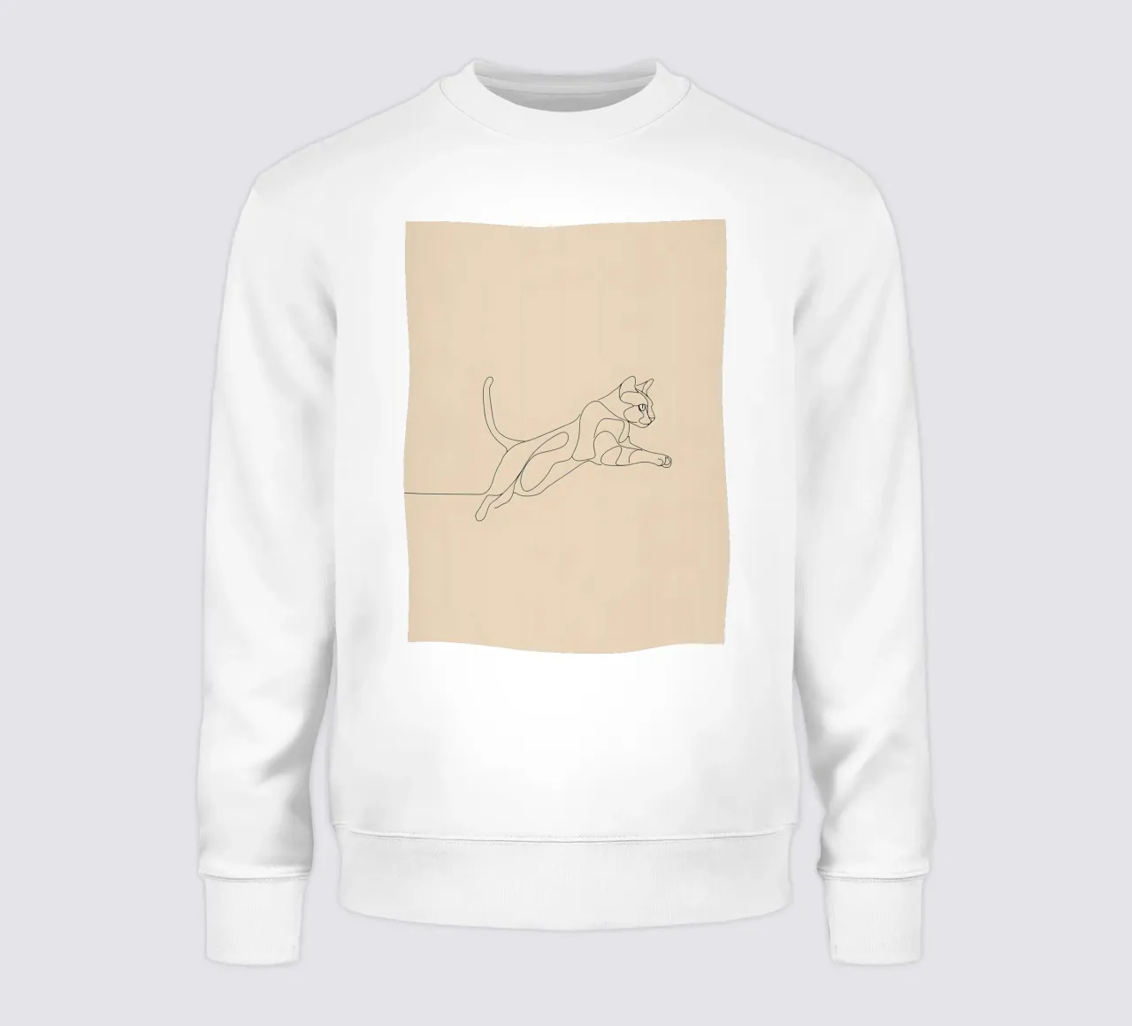 Minimalist Line Drawing of a Cat in Flight | Modern Abstract sweatshirt by Viv Line Art