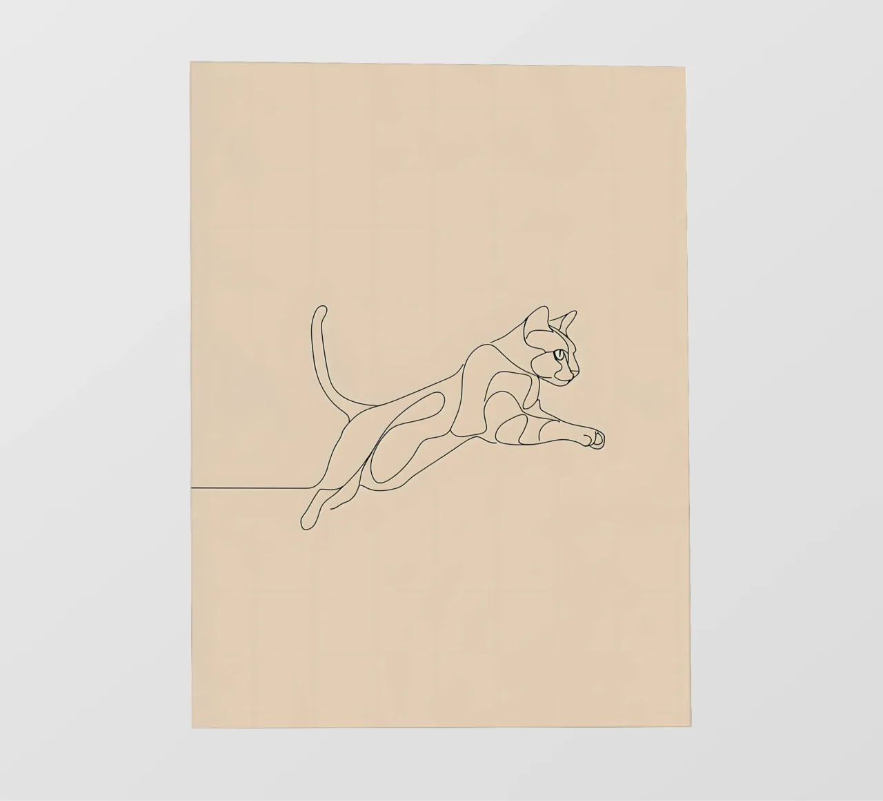Minimalist Line Drawing of a Cat in Flight | Modern Abstract photo wallpaper by Viv Line Art