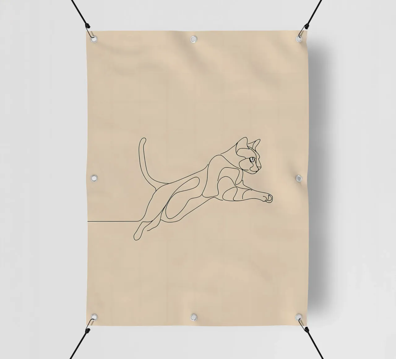 Minimalist Line Drawing of a Cat in Flight | Modern Abstract pvc cover by Viv Line Art