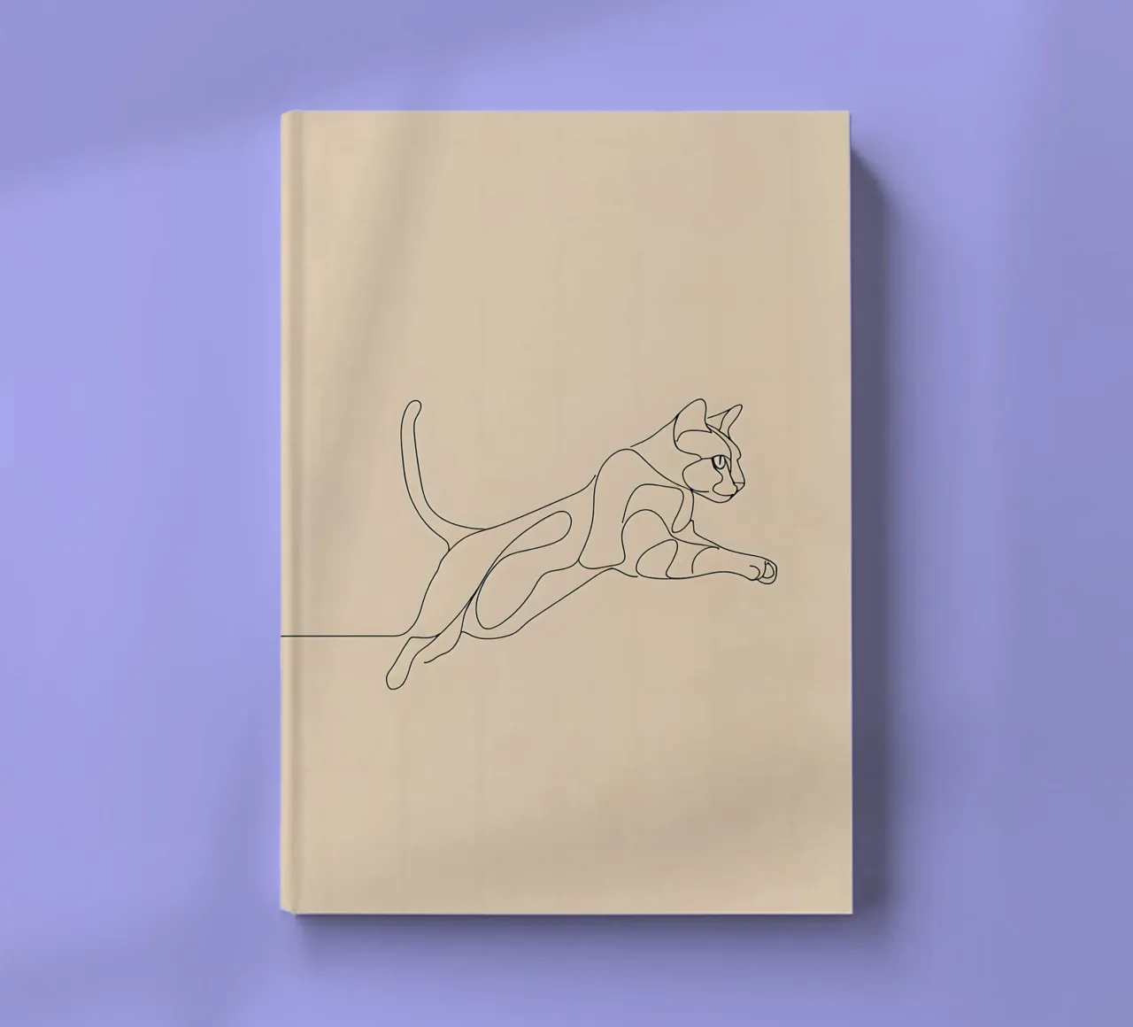 Minimalist Line Drawing of a Cat in Flight | Modern Abstract notebook by Viv Line Art