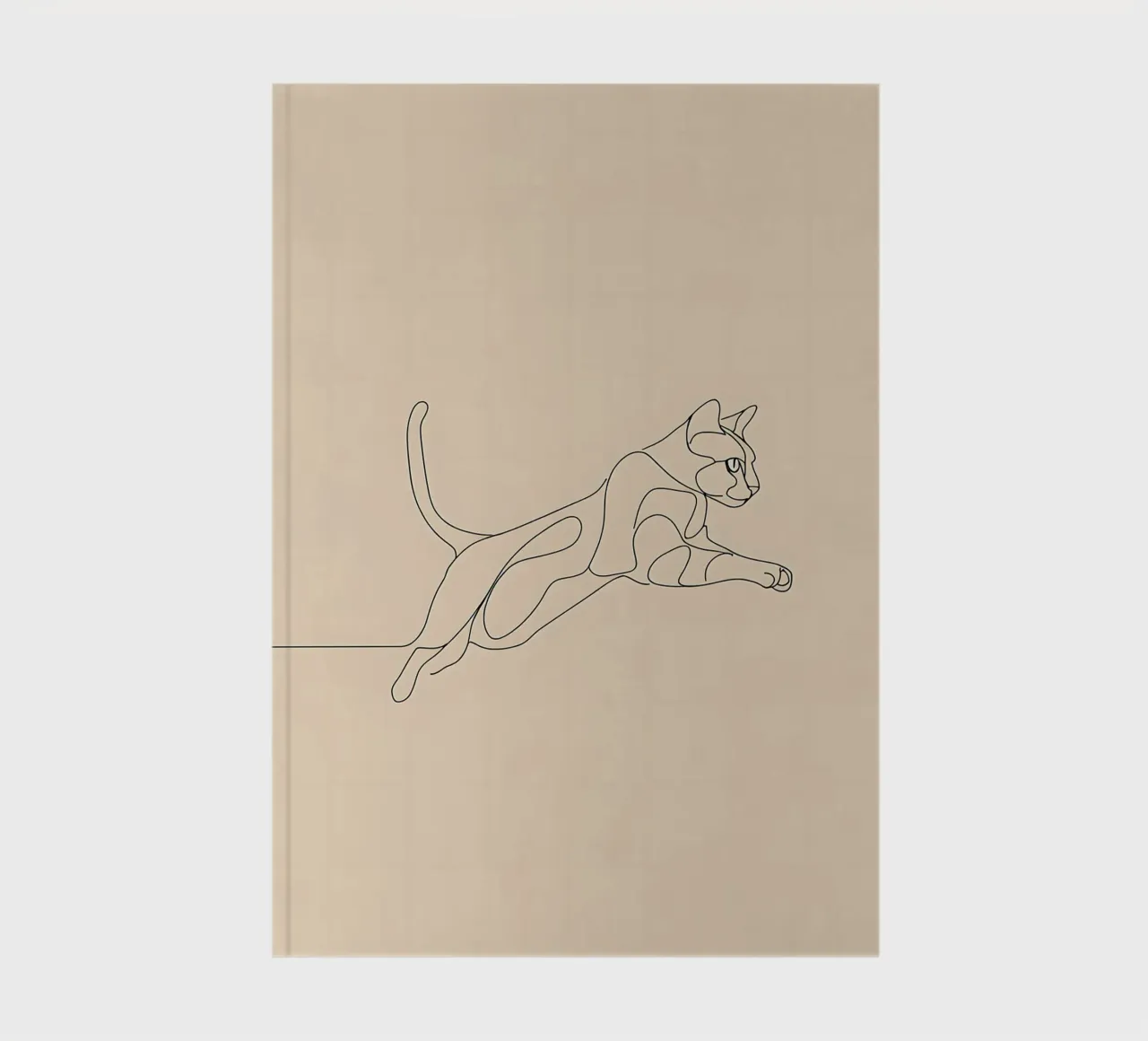 Minimalist Line Drawing of a Cat in Flight | Modern Abstract notebook by Viv Line Art