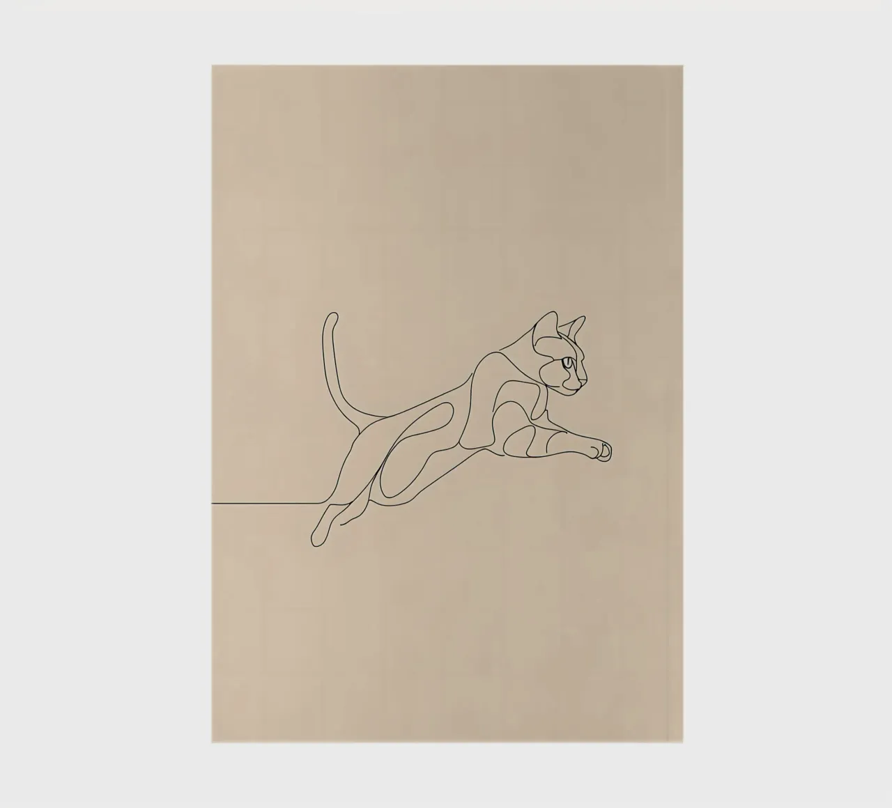 Minimalist Line Drawing of a Cat in Flight | Modern Abstract notebook by Viv Line Art