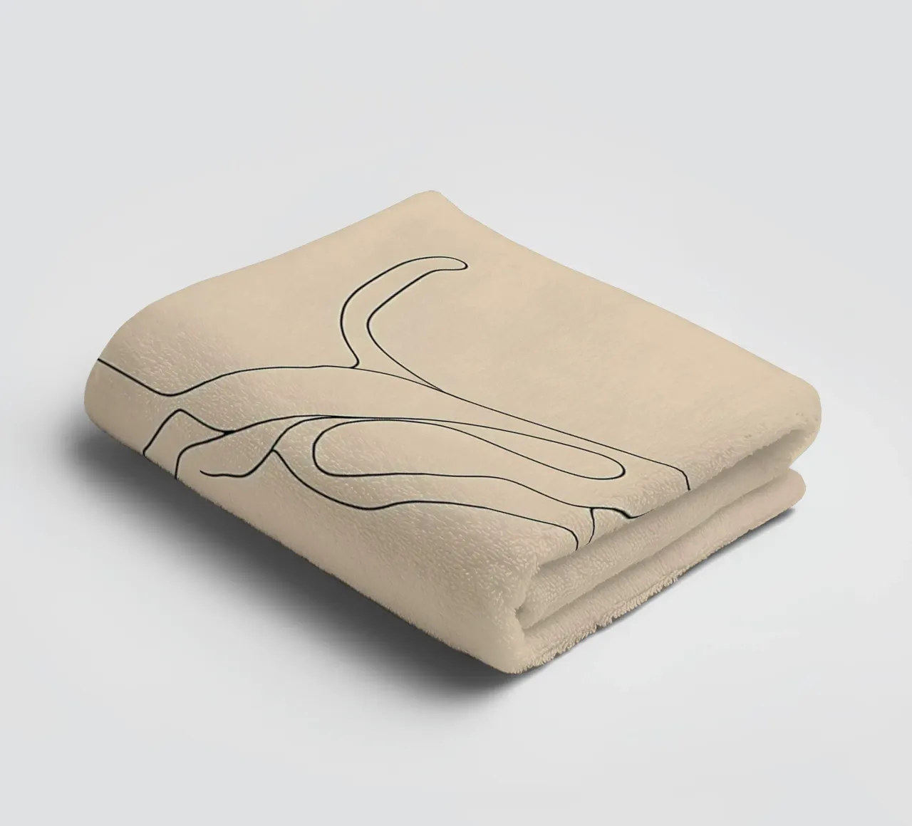 Minimalist Line Drawing of a Cat in Flight | Modern Abstract towel by Viv Line Art