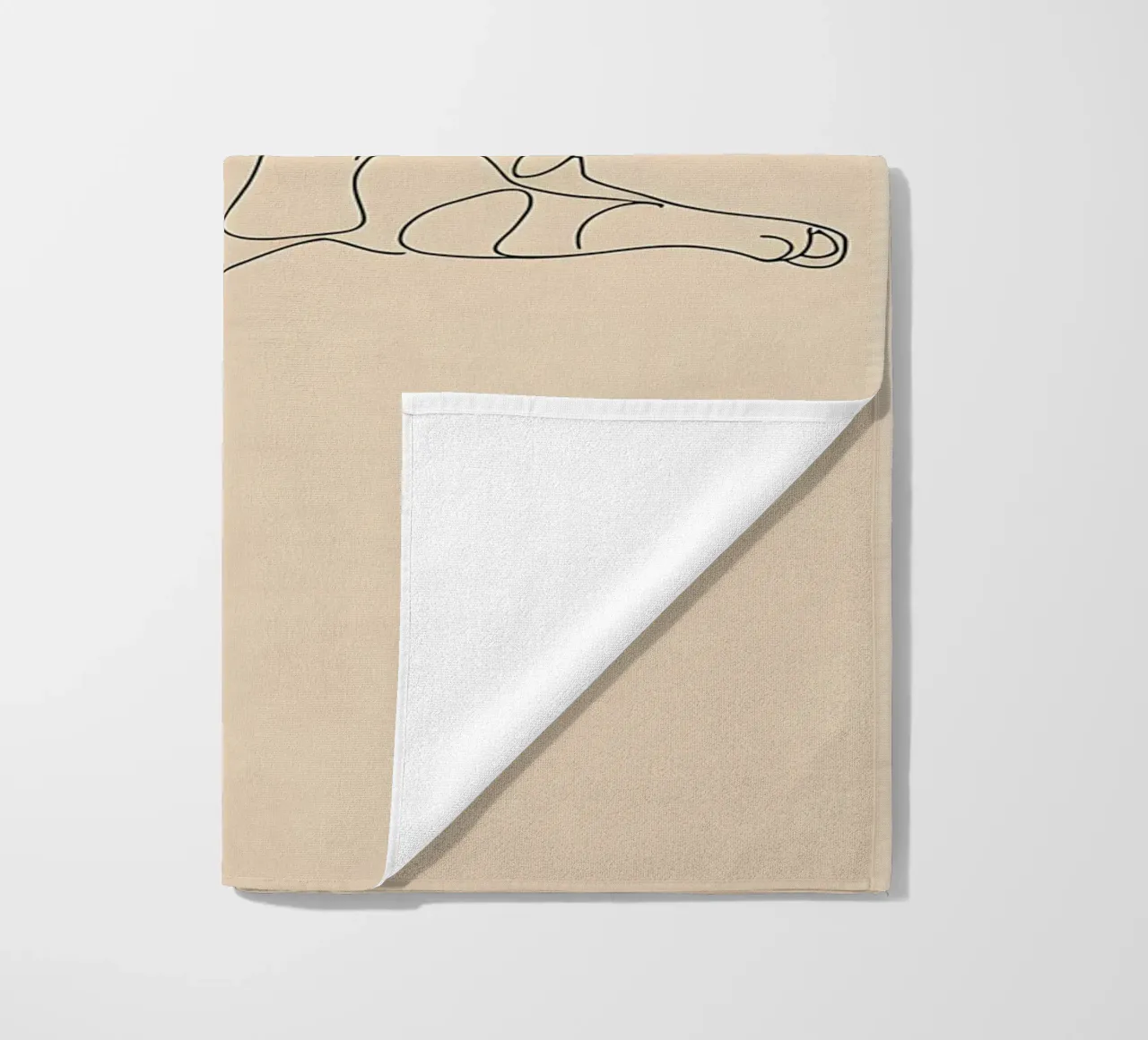Minimalist Line Drawing of a Cat in Flight | Modern Abstract beach towel by Viv Line Art