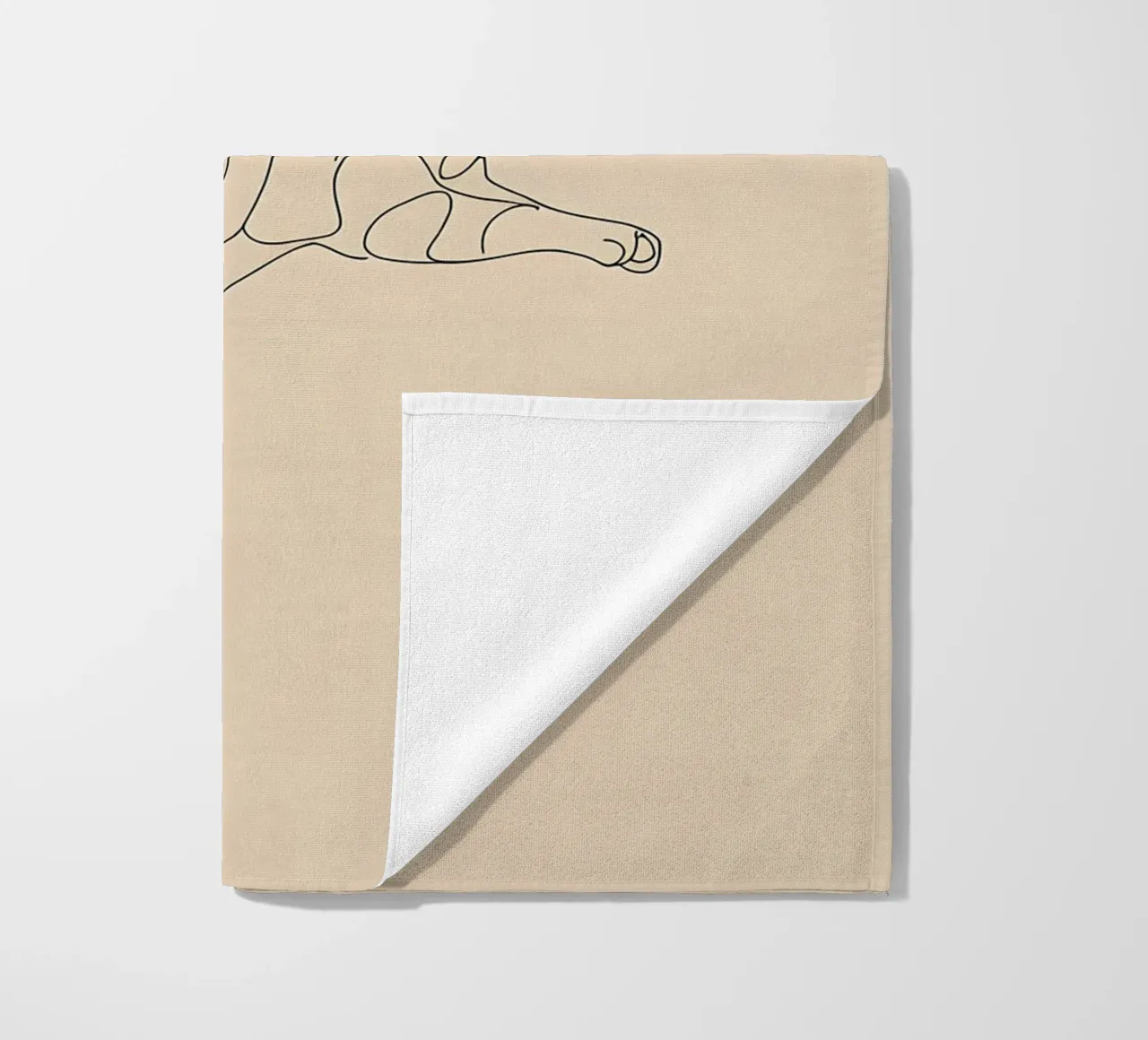 Minimalist Line Drawing of a Cat in Flight | Modern Abstract beach towel by Viv Line Art