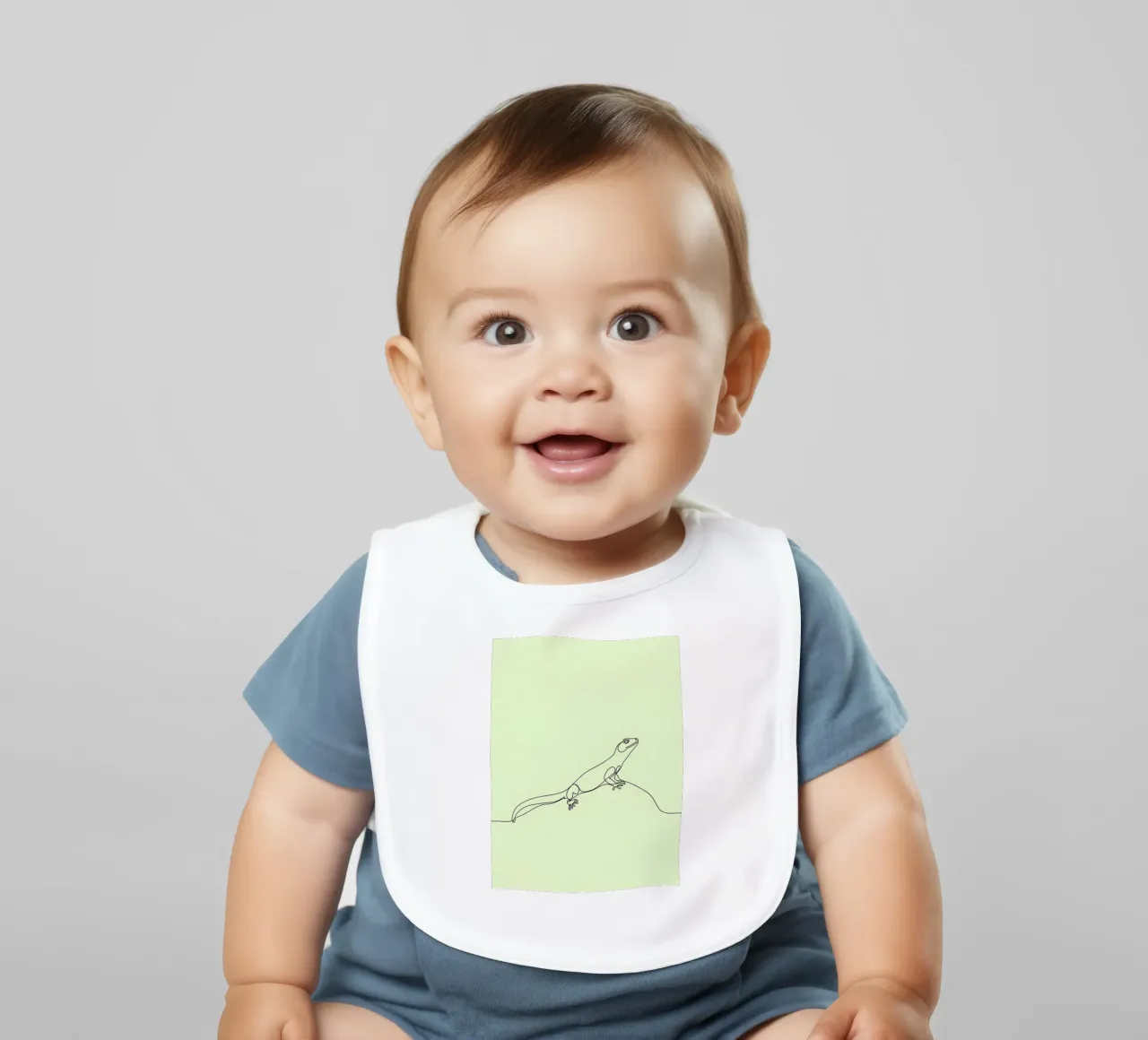 Minimalist Line Drawing of a Gecko | Modern Abstract Art baby bib by Viv Line Art