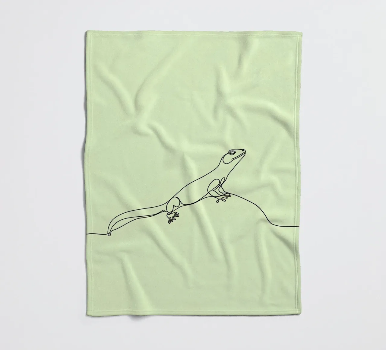 Minimalist Line Drawing of a Gecko | Modern Abstract Art fleece blanket by Viv Line Art