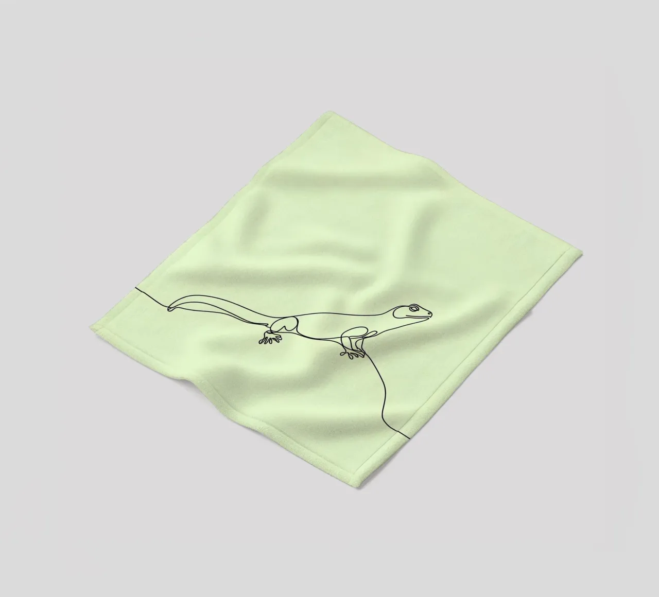 Minimalist Line Drawing of a Gecko | Modern Abstract Art fleece blanket by Viv Line Art