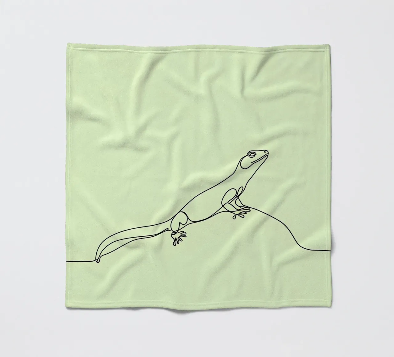 Minimalist Line Drawing of a Gecko | Modern Abstract Art fleece blanket by Viv Line Art