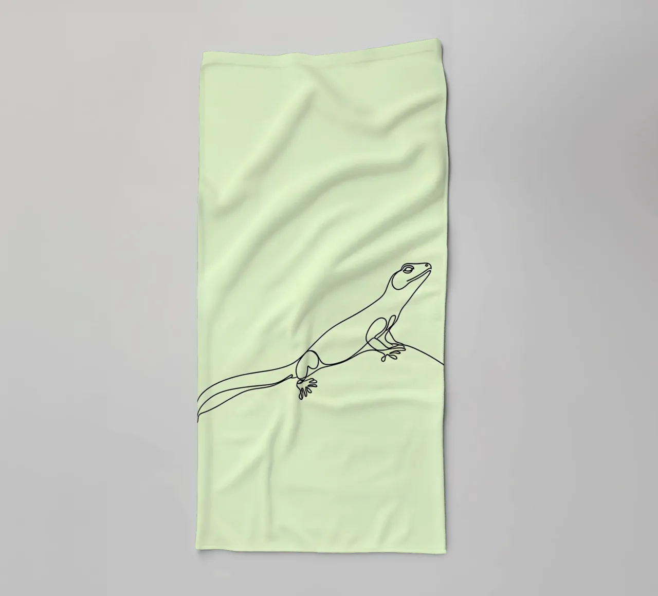 Disegno lineare minimalista di un geco | Arte astratta moderna asciugamano da bagno da Viv Line Art
