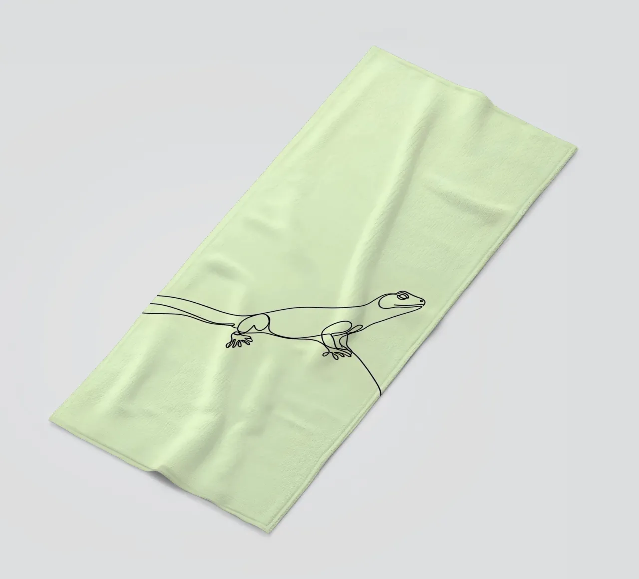 Minimalist Line Drawing of a Gecko | Modern Abstract Art beach towel by Viv Line Art