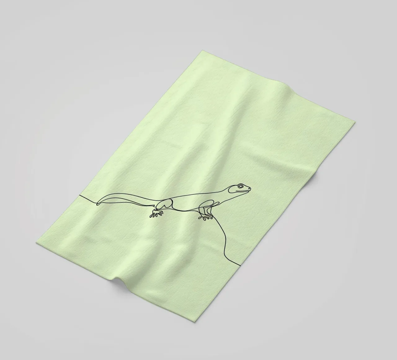 Minimalist Line Drawing of a Gecko | Modern Abstract Art beach towel by Viv Line Art