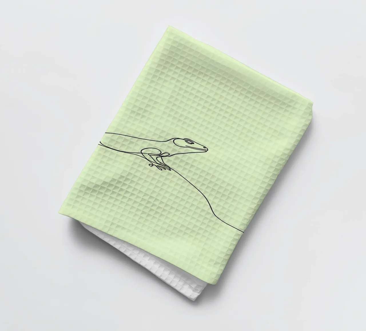 Dessin minimaliste d'un gecko | Modern Abstract Art torchon de Viv Line Art