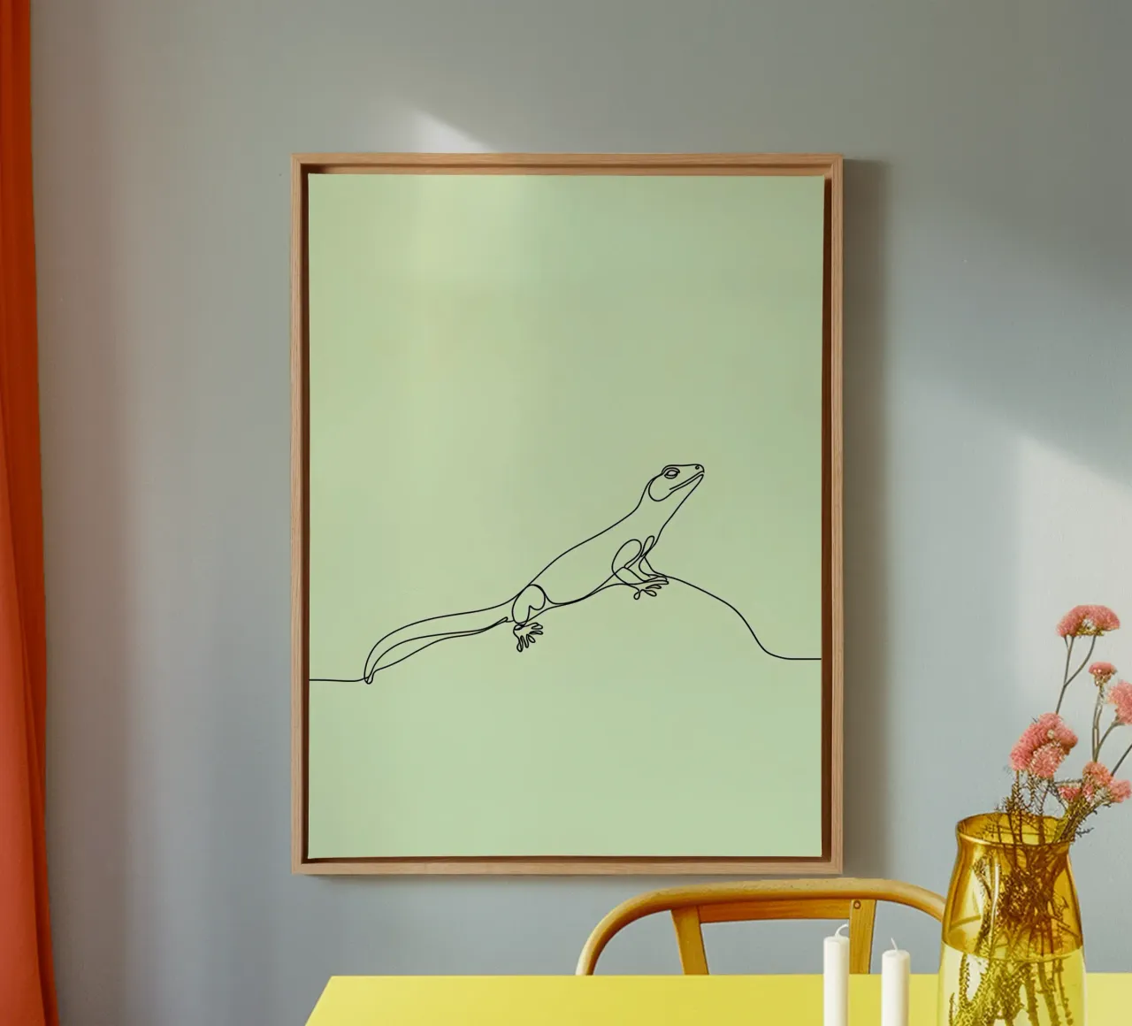 Minimalist Line Drawing of a Gecko | Modern Abstract Art canvas by Viv Line Art