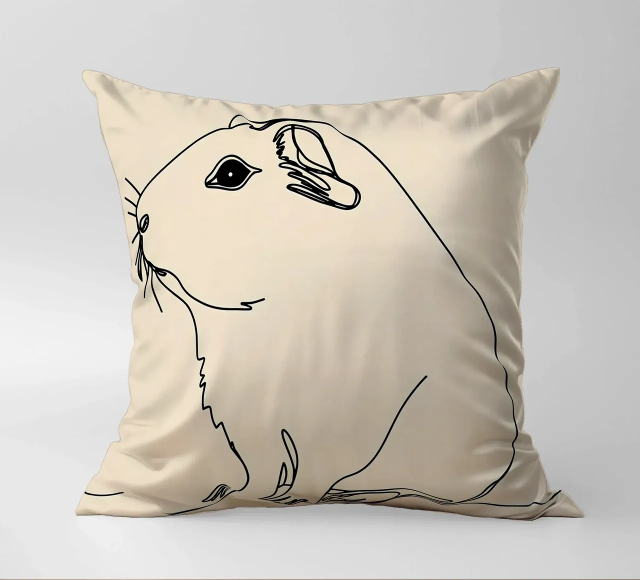 Minimalist Line Drawing of a Guinea Pig | Modern Abstract Ar decorative cushion by Viv Line Art