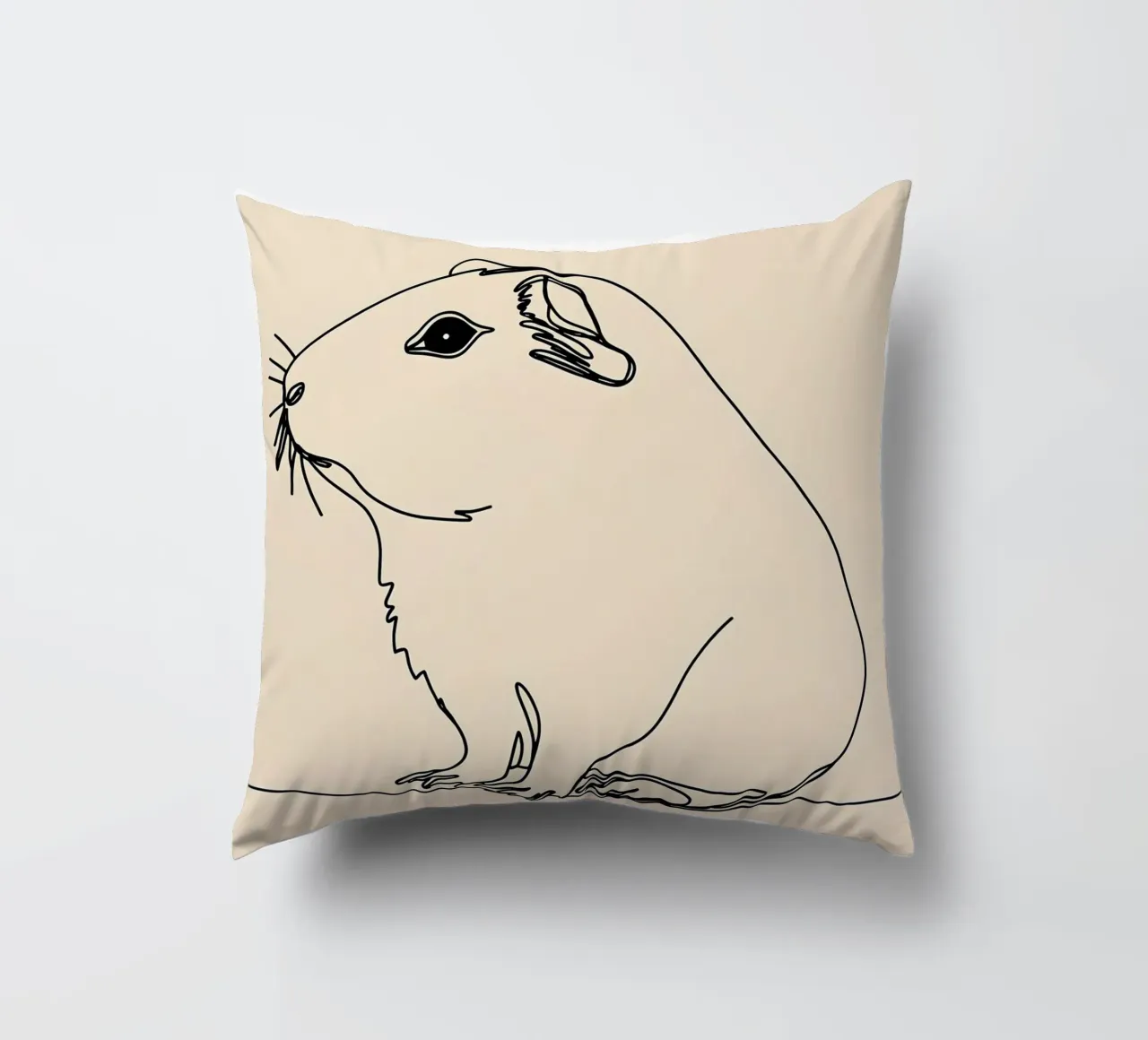 Minimalist Line Drawing of a Guinea Pig | Modern Abstract Ar decorative cushion by Viv Line Art