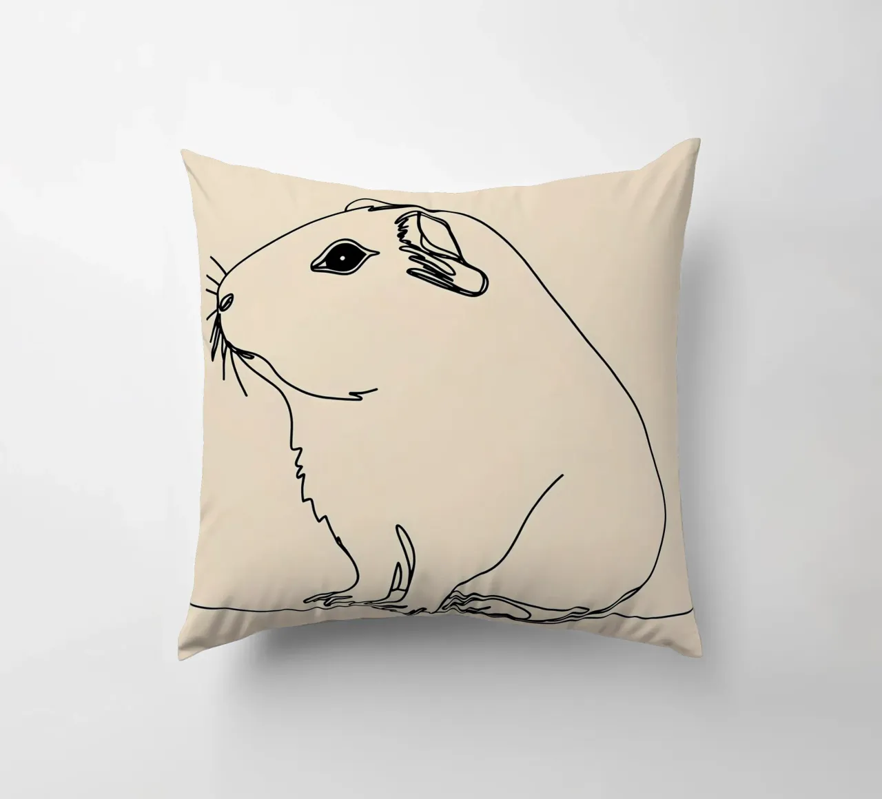 Minimalist Line Drawing of a Guinea Pig | Modern Abstract Ar decorative cushion by Viv Line Art