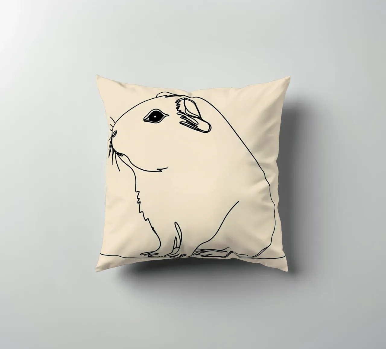Minimalist Line Drawing of a Guinea Pig | Modern Abstract Ar decorative cushion by Viv Line Art