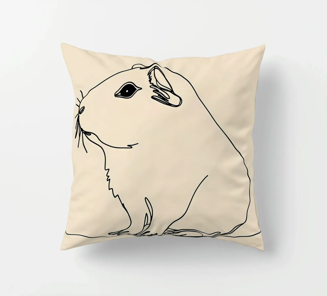 Minimalist Line Drawing of a Guinea Pig | Modern Abstract Ar decorative cushion by Viv Line Art