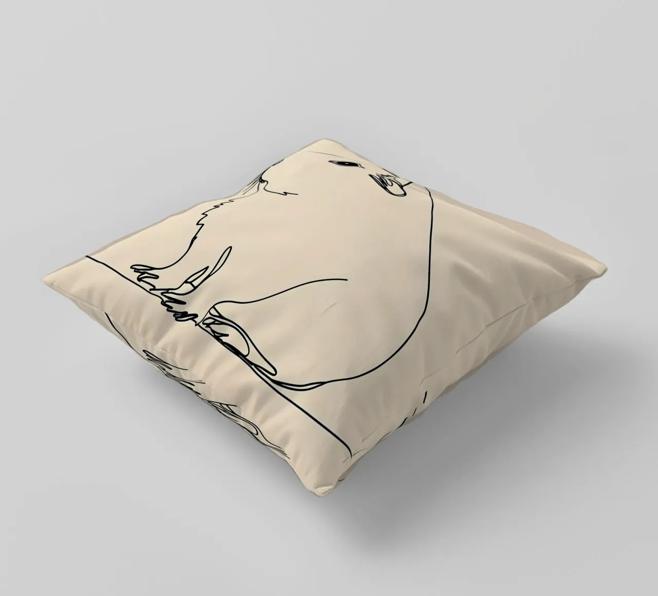 Minimalist Line Drawing of a Guinea Pig | Modern Abstract Ar decorative cushion by Viv Line Art