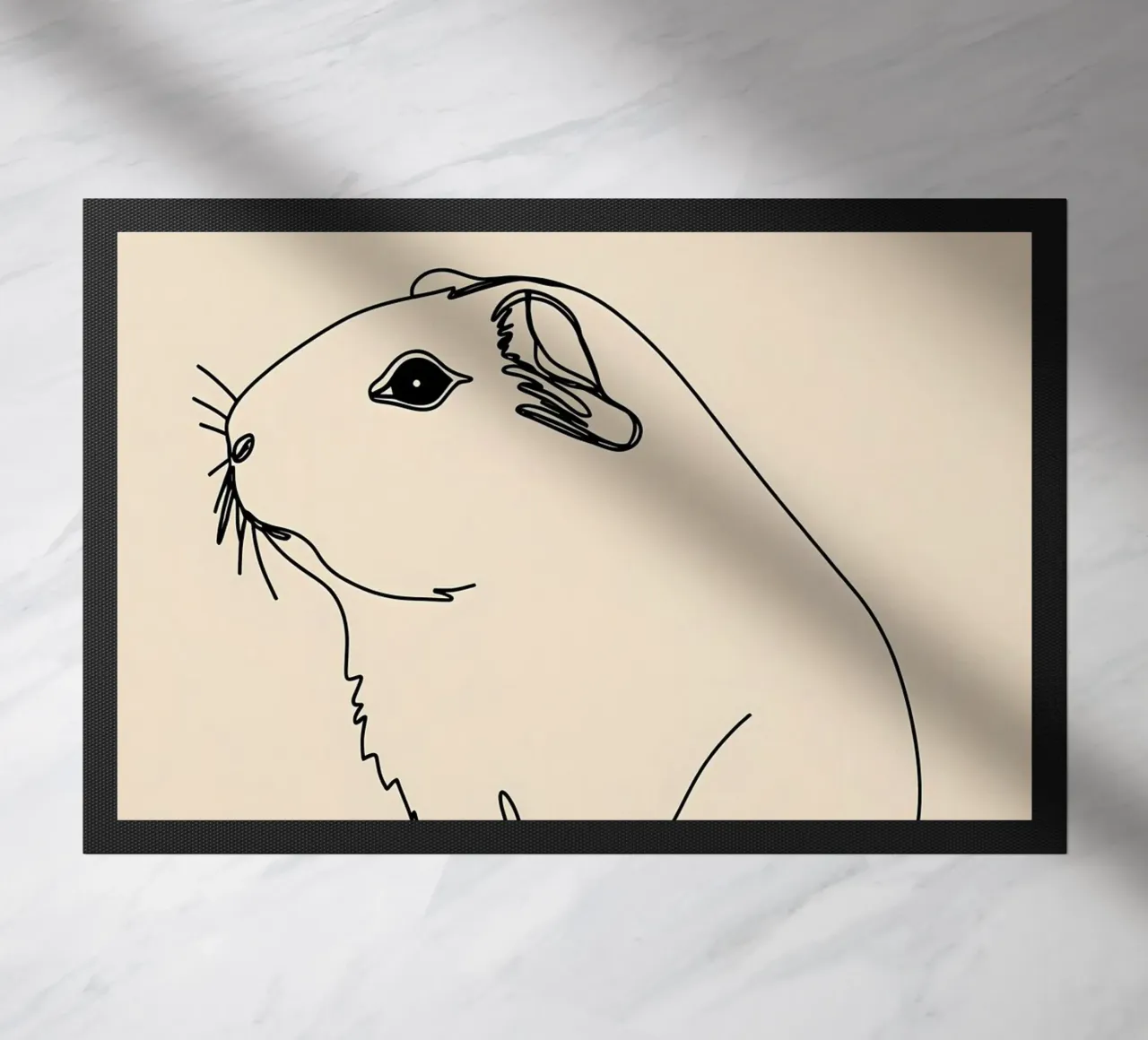 Dessin au trait minimaliste d'un cochon d'Inde | Modern Abstract Ar paillasson de Viv Line Art