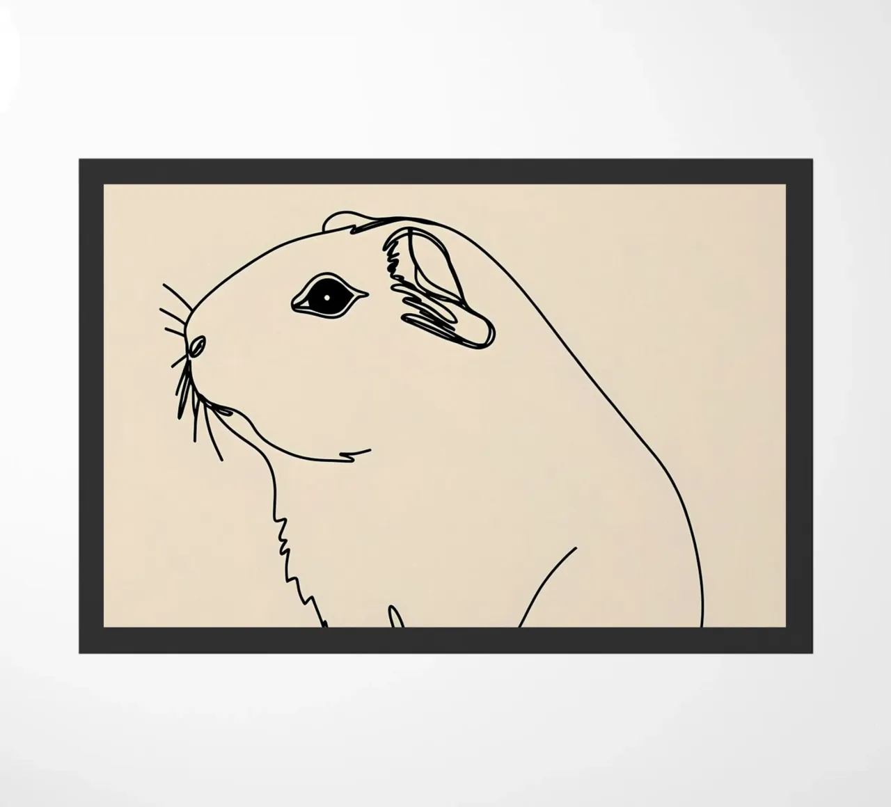 Dessin au trait minimaliste d'un cochon d'Inde | Modern Abstract Ar paillasson de Viv Line Art