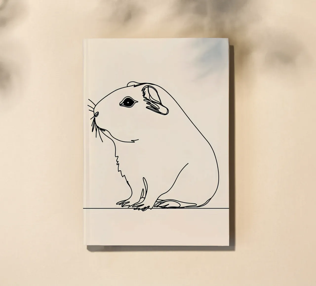 Minimalist Line Drawing of a Guinea Pig | Modern Abstract Ar notebook by Viv Line Art