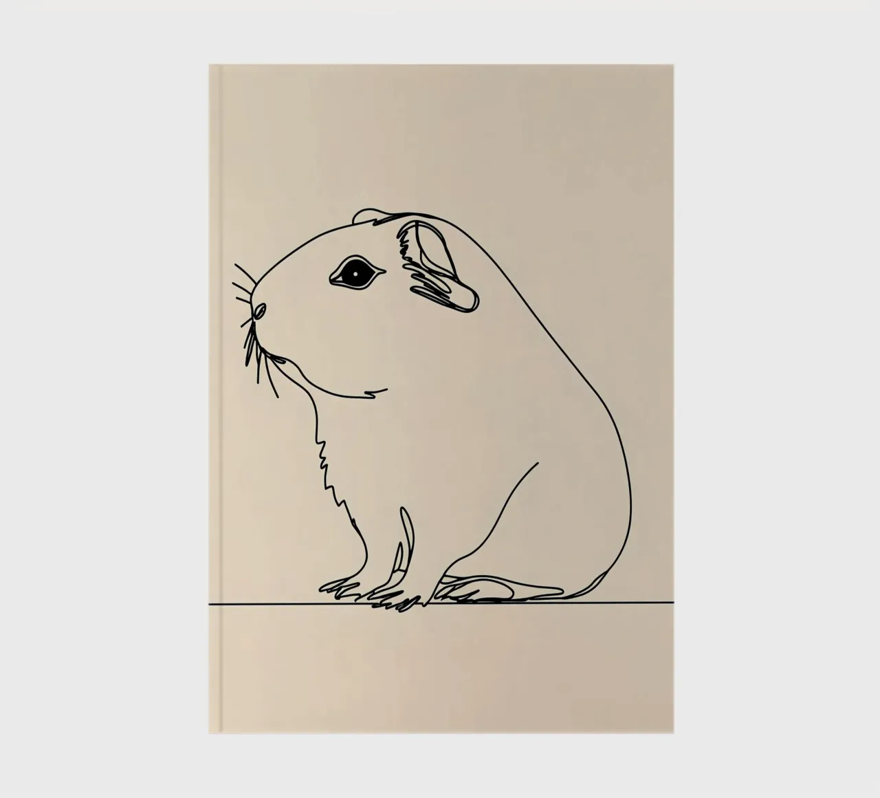 Minimalist Line Drawing of a Guinea Pig | Modern Abstract Ar notebook by Viv Line Art