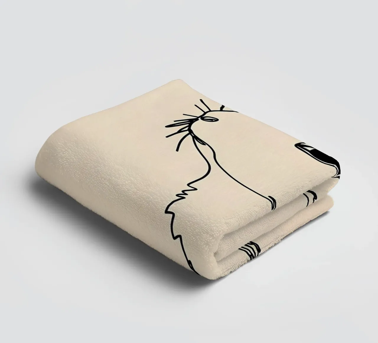 Minimalist Line Drawing of a Guinea Pig | Modern Abstract Ar towel by Viv Line Art