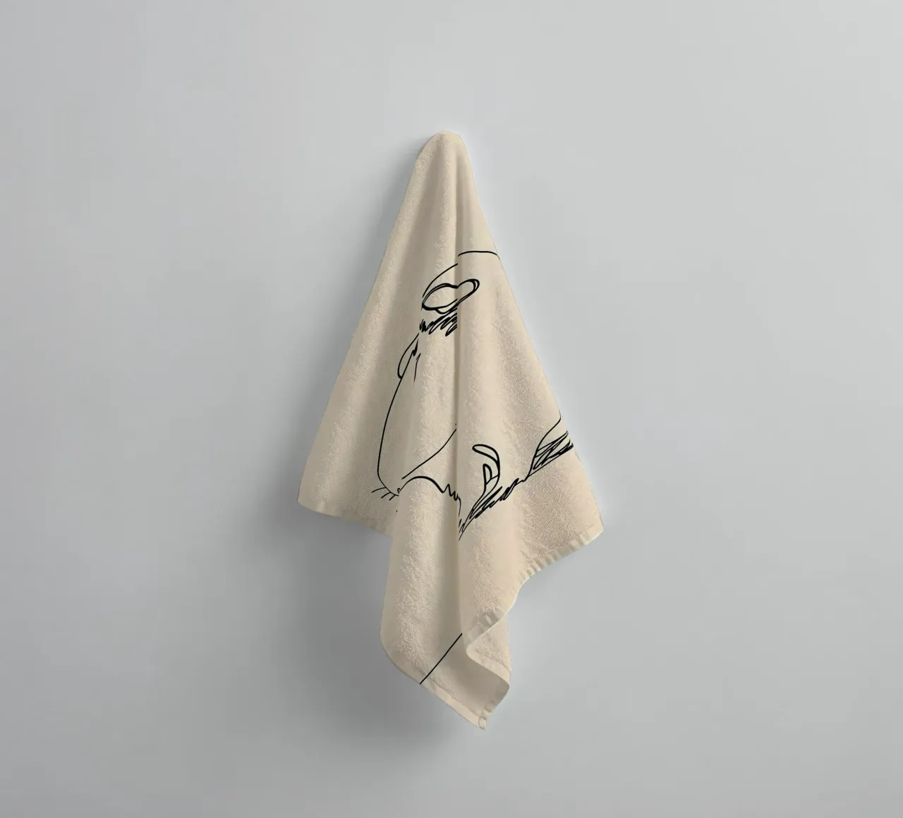 Minimalist Line Drawing of a Guinea Pig | Modern Abstract Ar towel by Viv Line Art