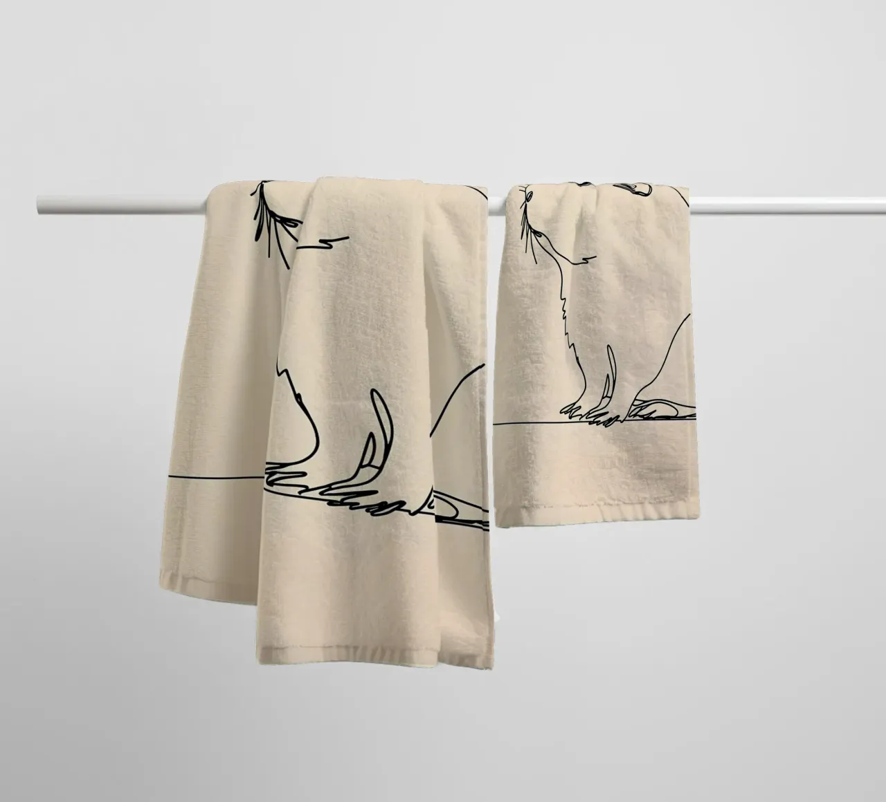 Minimalist Line Drawing of a Guinea Pig | Modern Abstract Ar towel by Viv Line Art