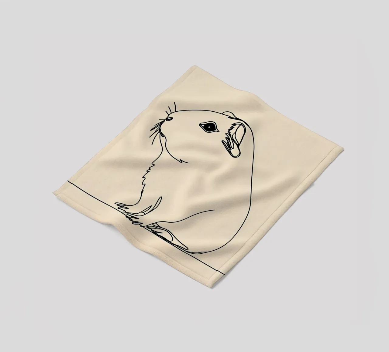 Minimalist Line Drawing of a Guinea Pig | Modern Abstract Ar fleece blanket by Viv Line Art