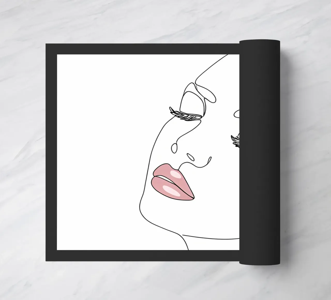 Portrait d'une femme au trait minimaliste | Modern Abstrac paillasson de Viv Line Art
