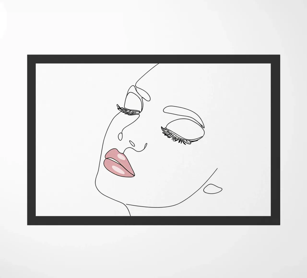Portrait d'une femme au trait minimaliste | Modern Abstrac paillasson de Viv Line Art