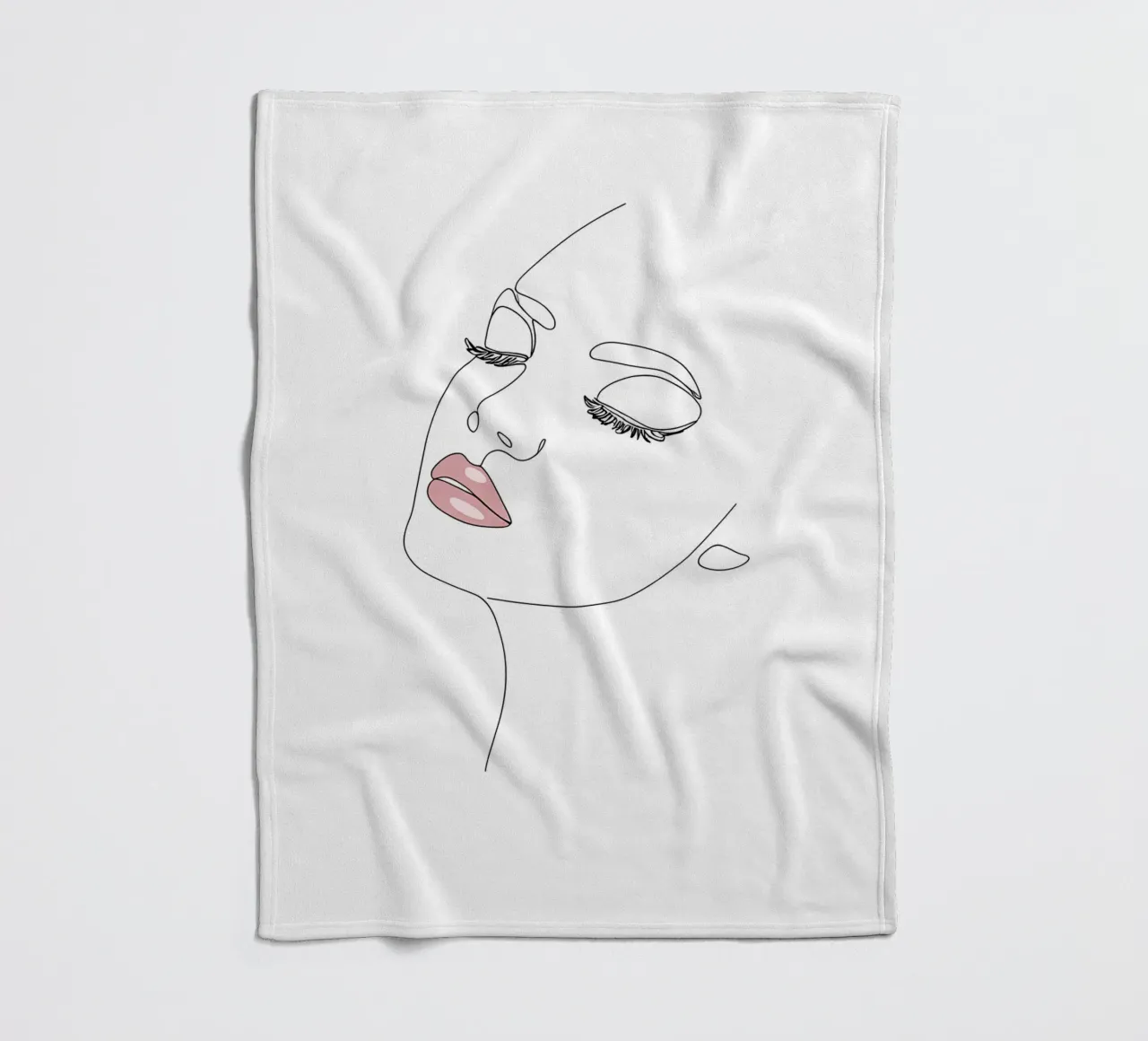 Portrait d'une femme au trait minimaliste | Modern Abstrac plaid polaire de Viv Line Art