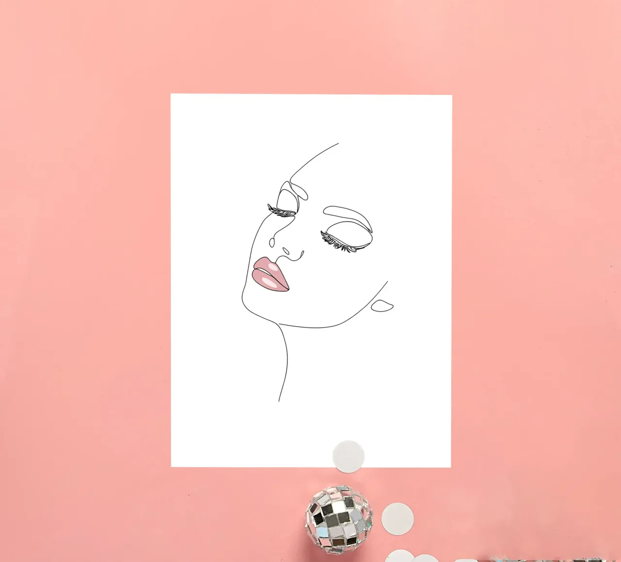 Portrait d'une femme au trait minimaliste | Modern Abstrac autocollant de Viv Line Art