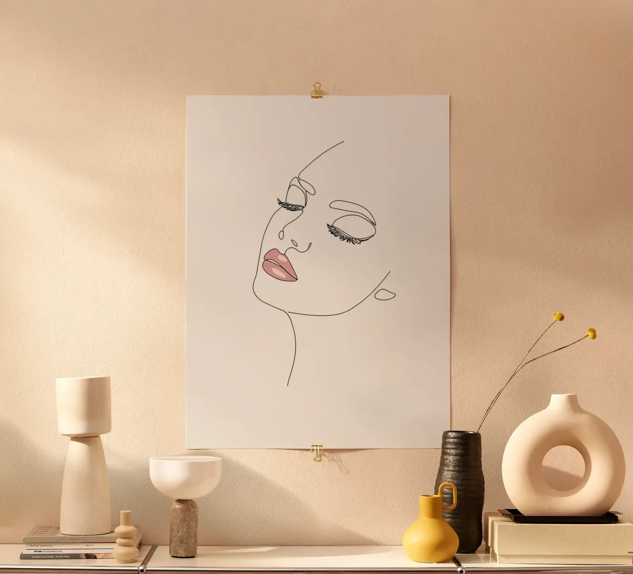 Portrait d'une femme au trait minimaliste | Modern Abstrac hahnemühle de Viv Line Art