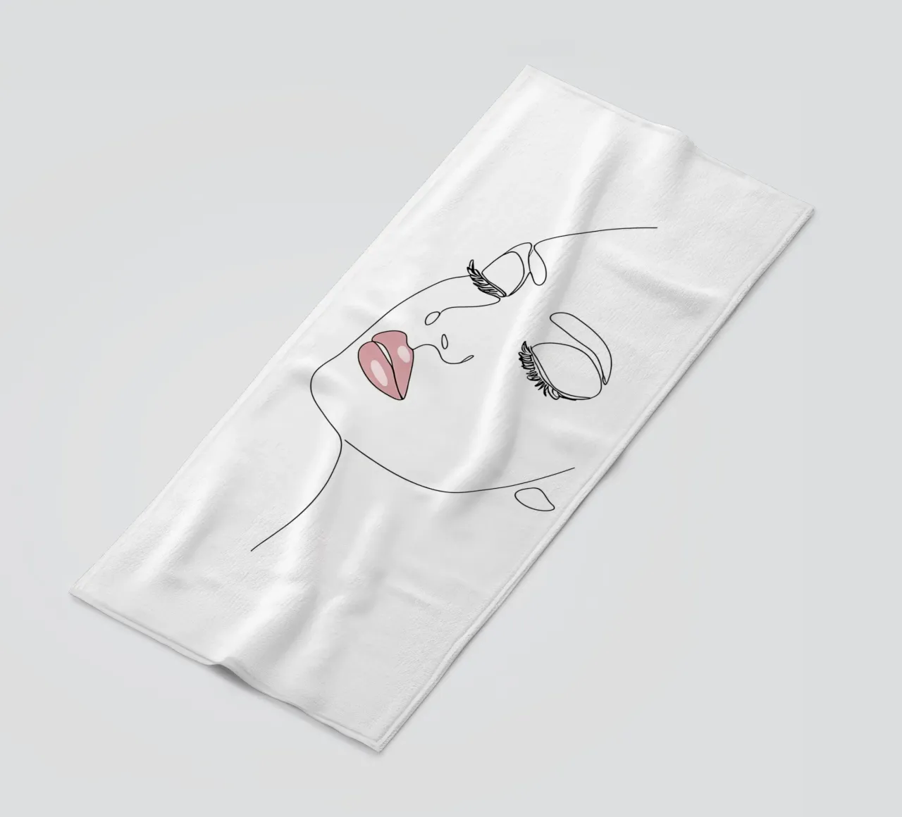 Minimalist Line Drawing Portrait of a Woman | Modern Abstrac beach towel by Viv Line Art