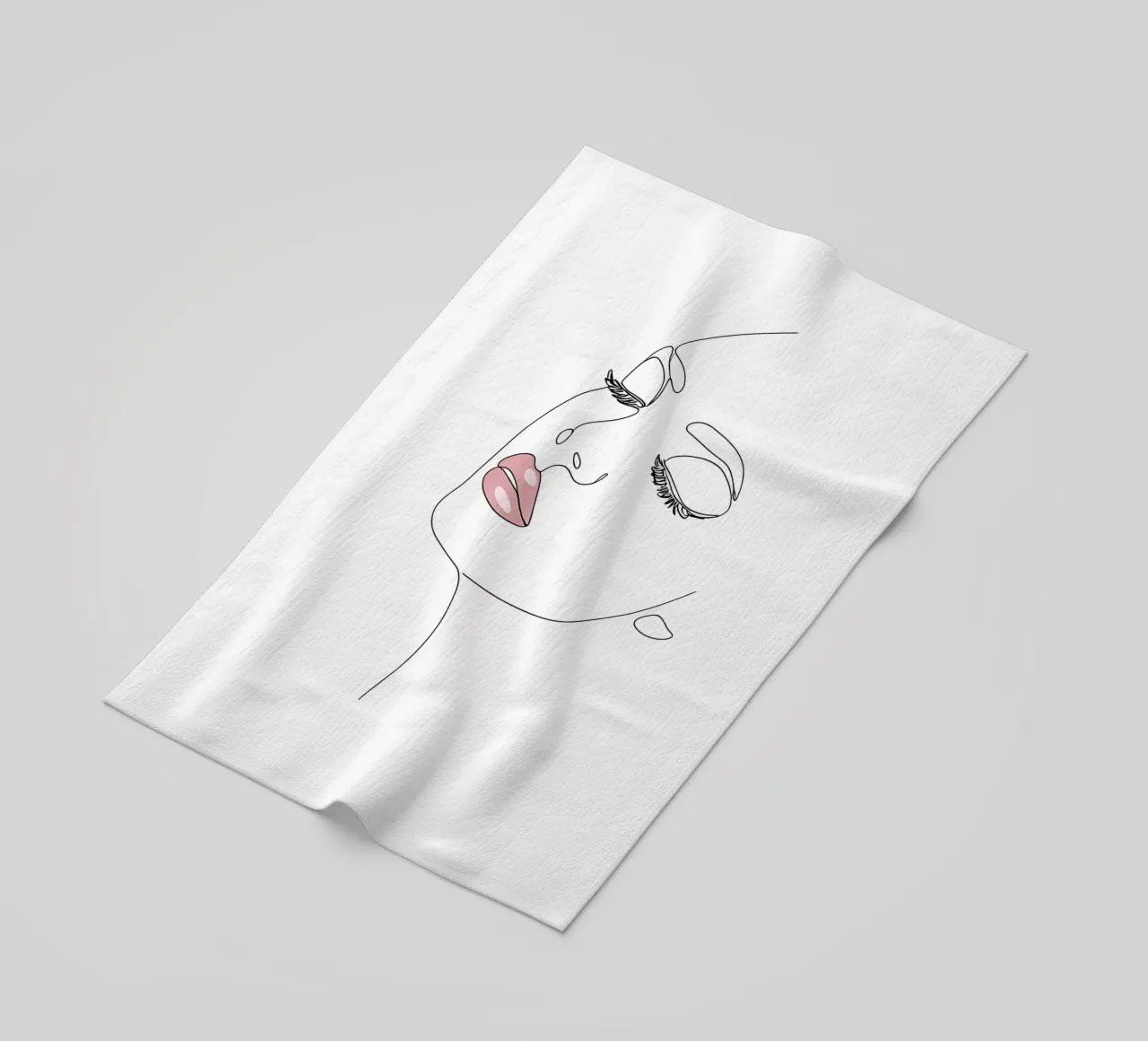 Minimalist Line Drawing Portrait of a Woman | Modern Abstrac beach towel by Viv Line Art