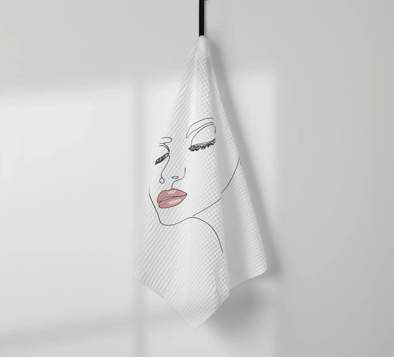 Portrait d'une femme au trait minimaliste | Modern Abstrac torchon de Viv Line Art