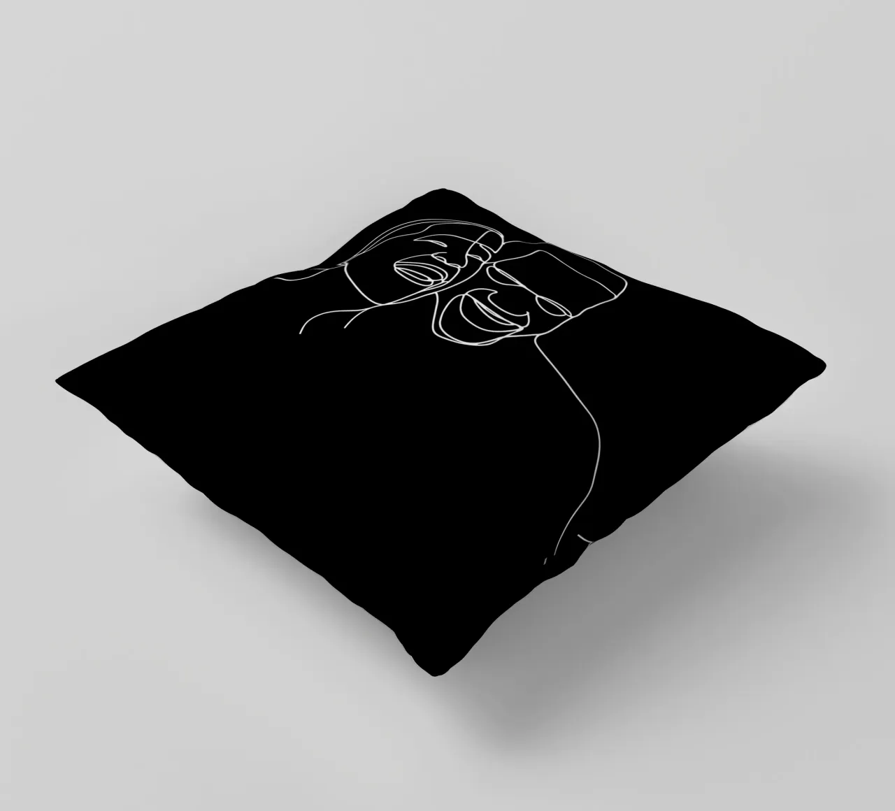 Minimalist Line Drawing of Two Men Laughing | Modern Abstrac decorative cushion by Viv Line Art