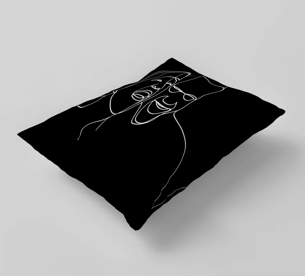 Minimalist Line Drawing of Two Men Laughing | Modern Abstrac decorative cushion by Viv Line Art