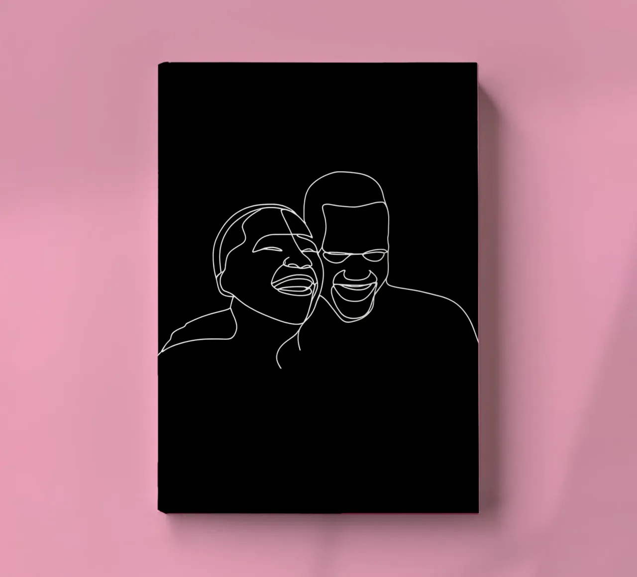 Minimalist Line Drawing of Two Men Laughing | Modern Abstrac notebook by Viv Line Art